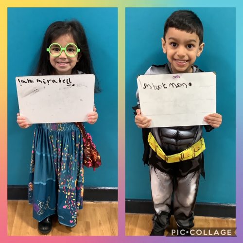 World book day writing in Reception.